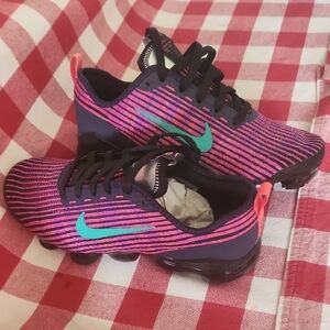 Nike Pink and Blue Striped Sneakers